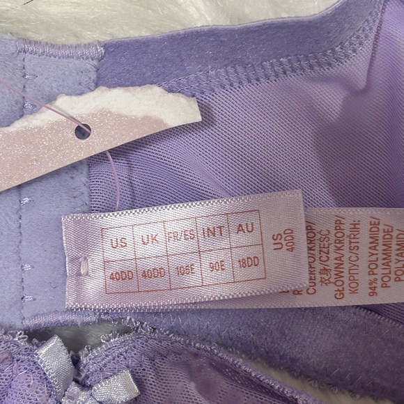 Savage x Fenty by Rihanna Flocked Logo Unlined Demi Bra in Lavender Purple - Picture 6 of 7